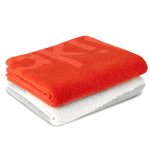 - Cotton - Towel Set - Red And White - 2 Piece