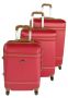 3-PIECE Red Abs Luggage Set With Tan Trim Built-in Locks & Spinner Wheels