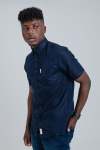 Linen Shirt Short Sleeve - Navy - 3XL Navy
