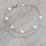 Parosa Imitation Pearl Bracelet Stainless Steel Adjustable Up To 21CM