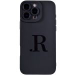 Phone Case With Initial R And Pro Camera Compatible With Iphone 16 Pro - Matte Black