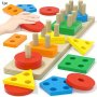 Montessori Toys Wooden Sorting And Stacking Toys Color Recognition Shape Sorting Gifts Educational Learning Toys Puzzles Halloween Christmas And Thanksgiving Day Gift