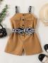 Patpat Girl Letter Belted Cami Romper Button Decor Jumpsuit For Summer