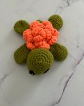 Crochet Green And Orange Turtle Toy