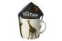 Porcelain 400ML Tea Cup Giraffe Print With 4 Ginger & Honey Teabags