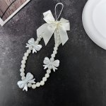 Elegant Pearl Bead Lanyard With Butterfly Charms 1PC Resin Anti-lost Phone Wrist Strap Chic Mobile Keychain Ideal Gift For Famil