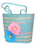 Fino Straw Beach Bag With Front Flower Details