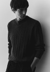 Regular Fit Cable-knit Jumper - Dark Grey