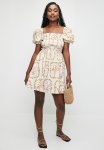 Shirred MINI Fit & Flare Dress - Neutral