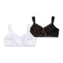 Donnay Plus Size 2 Pack Donna Crossover Cotton Bra - Black & White