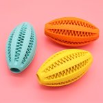 Rugby Shape Durable Dog Molar Thorn Chew Toy Rubber Food Leaking Ball Dog Toy Educational Dog Toy