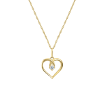 Yellow Gold Cubic Zirconia Twisted Heart Pendant On Chain