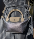 Genuine Leather Shimmer Bag - Silver Free