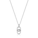 Silver Orb Link Drop Pendant Necklace