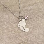 Mamia Personalized Baby Foot Bead Chain Necklace Optional Birthstone Stainless Steel Ready In 3 Days