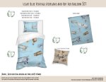 Kids Duvet Set Vintage Airplane And Hot Air Balloon Set Blue