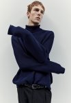 Regular Fit Polo-neck Jumper - Dark Blue