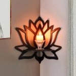Black For Lotus Wooden Crystal Display Shelf - Versatile Indoor outdoor Wall Decor For Home & Office