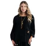 Mock Pocket Corduroy Top - Black L xl