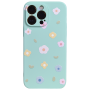 Turquoise - Phone Case With Small Flowers & Pro Cam - Iphone 14 Pro Max