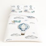 Air Balloon Kids Duvet Set Airplane And Air Balloon Flying