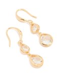 Goldair Gold Plated Double Cubic Zirconia Hook Earrings