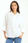Ladies Branded White Relaxed Linen Button-down Shirt 100% Linen