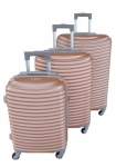 Smte 3 Piece Quality Hard Outer Shell Ringletted Lightweight Luggage Set Pink With Keychain