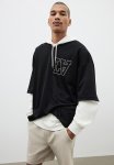 Oversized Fit Printed Mesh T-Shirt - Black La