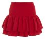 Ladies - Red Ruched Frill MINI Skirt
