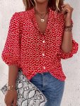 Floral Print Puff Sleeve Shirt Elegant Button Front Shirt For Summer & Spring Women's Clothing
