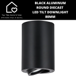Black Aluminum Round Die Cast LED Tilt Downlight - 80MM