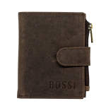 Bossi Hunter Leather Small Card Billfold With Zip & Tab Rfid - Brown