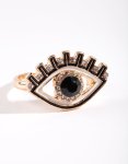 Black Eyelash Evil Eye Ring - M l