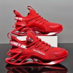 Men's Trendy Letter Print Breathable Mesh Lace-up Blade Sneakers Casual Outdoor Shock Absorption Running Shoes