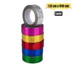 Gift Ribbon Laser 1.8X910CM Asstd Cols Marketplace Brits Bros