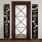 2 Pieces 40TH Birthday Party Decorations Cheers To 40 Years Banner Party Decorations Welcome Porch Sign For 40 Years Supplies 40