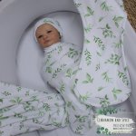 Wrap Set Swaddle Set Leaf Print Soft Leaf