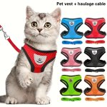 Reflective Adjustable Pet Harness And Leash Set For Small Dogs And Cats - Soft Mesh Vest For Safety And Visibility - Polyamide M