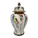 Ginger Jar White White With Paint Splatter Design 22X40CM