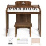Vangoa Kids Piano Keyboard 37 Keys Digital Piano For Kids Music Educational Instrument Toy Wood Piano For Girls And Boys Dark Br