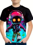 Cartoon Character 3D Print Boys Meaningful T-Shirt Cool Versatile & Smart Short Sleeve Tee Gift Idea