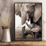 1PC Nature Animal Canvas Painting Elephant Mother And Child Posters And Prints Wall Art Pictures For Living Room Home Decoration