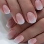 24PCS/SET Glossy Short Oval Press On Nails White And Pinkish Gradient Acrylic Artificial Nails French Style False Nails Reusable Acrylic Fake Nails