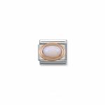 Rose Gold Enamel With Oval Natural Stones Rose Quartz Link