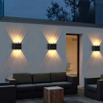 2PCS Solar Wall Lights Outdoor Patio Lighting Garden Villa Landscape Wash Wall Lamps Zero Electricity Cost Wireless Design For E