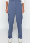 Cargo Straight Fit Woven Double Pocket Trousers - Navy Blue