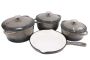 7 Piece Cast Iron Dutch Oven Cookware Pot Set - Pastel Pink