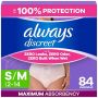 Always Discreet Adult Diapers For Women Incontinence Underwear Postpartum Essentials Disposable Briefs Max Absorbency Bladder Leak Protection Sm