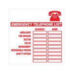 Emergency Phone List Sign